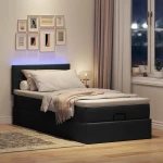 Οθωμανικό κρεβάτι με στρώμα & LEDs Μαύρο ύφασμα 90x190cm Μαύρο 3312272