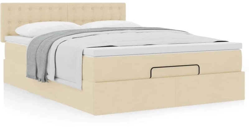 Οθωμανικό κρεβάτι με στρώμα Cream 140x200cm ύφασμα Κρεμ 3311634