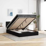 Οθωμανικό κρεβάτι με στρώμα Μαύρο 140x190cm Ύφασμα Μαύρο 3311458