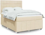 Κρεβάτι Boxspring με Στρώμα Κρεμ 140x190 εκ. Υφασμάτινο Κρεμ 3293968