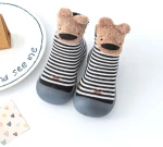 CHILDRENLAND STOPPER SOCKS DW2800-3 TEDDY BEAR BLACK/WHITE