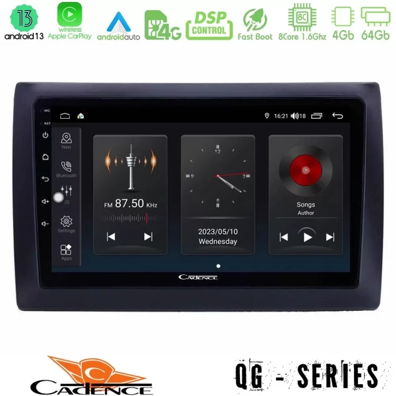 Cadence QG Series 8Core Android13 4+64GB Fiat Stilo Navigation Multimedia Tablet 9" U-QG-FT0824