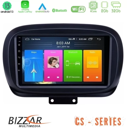 Bizzar CS Series 4Core Android13 2+32GB Fiat 500X Navigation Multimedia Tablet 9" U-CS-FT0534