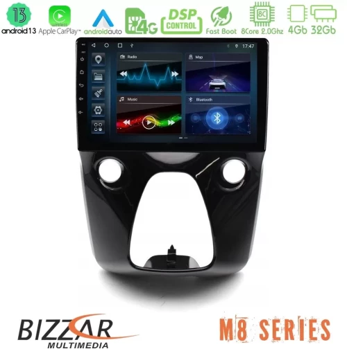 Bizzar M8 Series Toyota Aygo | Citroen C1 | Peugeot 108 8core Android13 4+32GB Navigation Multimedia 10" U-M8-TY1560