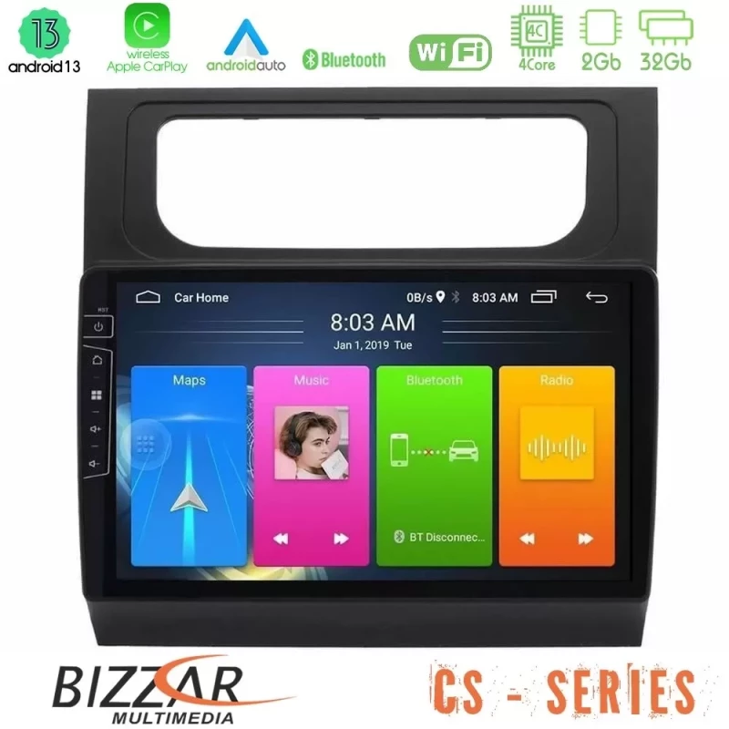 Bizzar CS Series 4Core Android13 2+32GB VW Touran 2011-2015 Navigation Multimedia Tablet 10" U-CS-VW1002