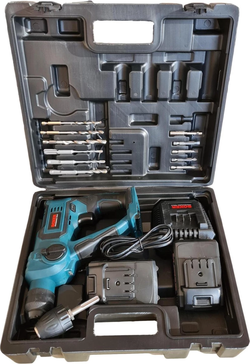 BOXER Κρουστικό Δραπανοκατσάβιδο Professional Multitool - SDS+ - Softgrip, Μπαταρίας 20,4 V, 2 Μπαταρίες & 11 αξεσουάρ  SR-146
