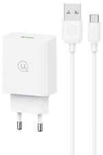 USAMS φορτιστής τοίχου SCXLTZ01 με καλώδιο micro USB, USB, 18W, λευκός