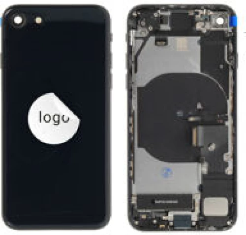 For iPhone/iPad (APSE0024BPSP) Rear Cover (Pulled A) incl. small parts - Black, For iPhone SE (2022)