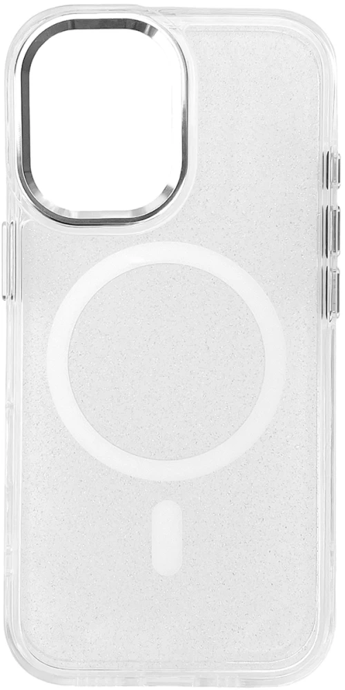 Glitter Case MagSafe for iPhone 16 Plus - white with glitter