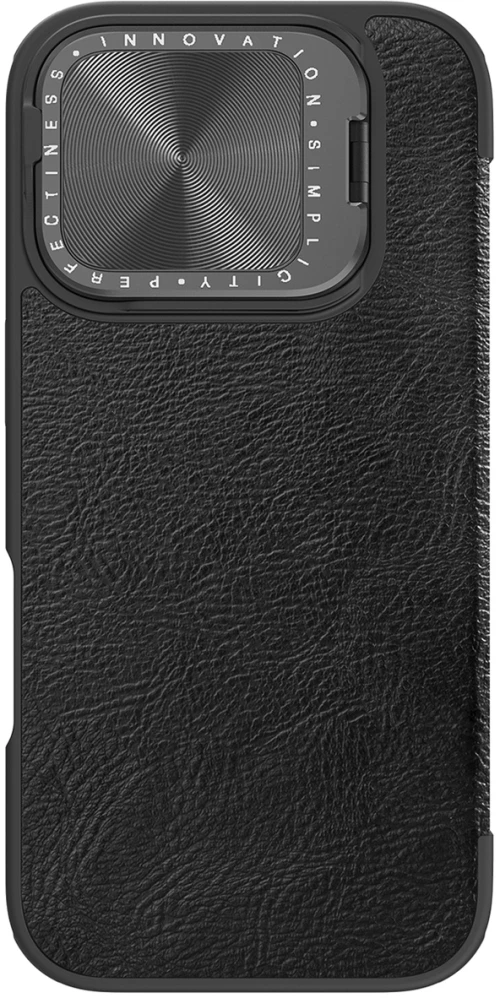 Nillkin Qin Prop Leather Case with Camera Cover and Stand for iPhone 16 Pro Max - Black