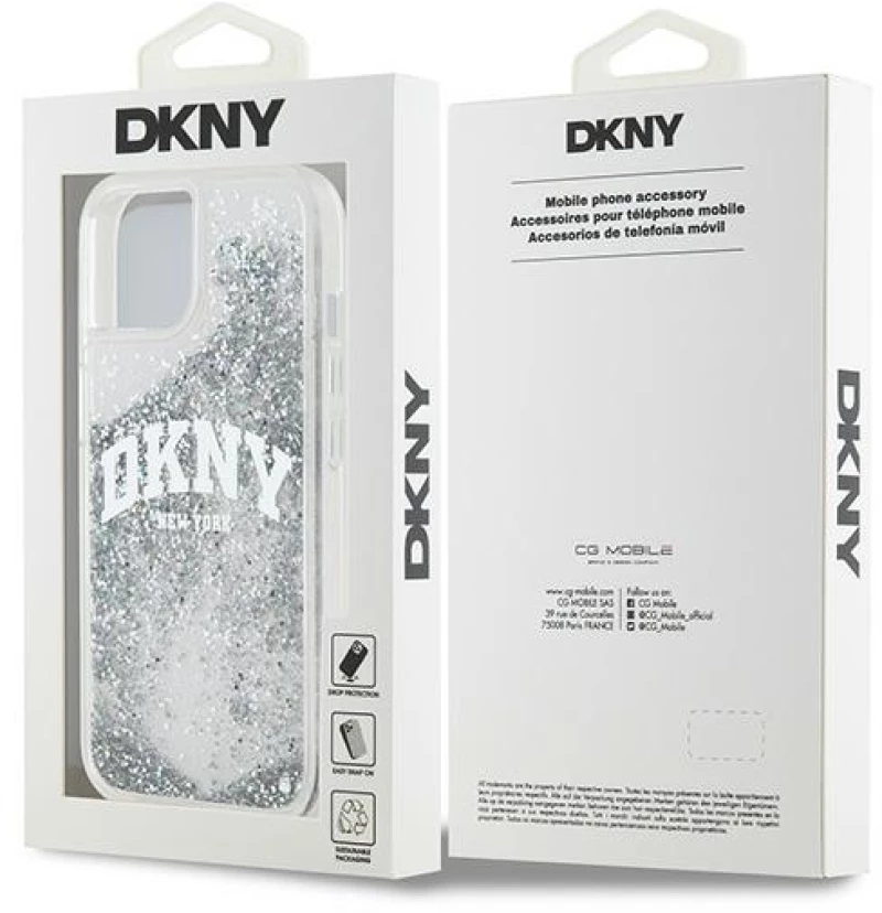 DKNY Liquid Glitter Big Logo case for iPhone 15 / 14 / 13 - white