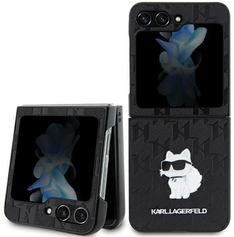 Karl Lagerfeld Saffiano Monogram Choupette Pin case for Samsung Galaxy Z Flip 5 - black