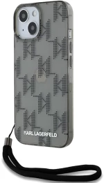 Karl Lagerfeld IML Mono KL Pattern & Cord case for iPhone 15 / 14 / 13 - black