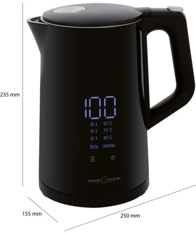 ProfiCook PC-WKS 1243 electric kettle 1.7 L 2200 W Black