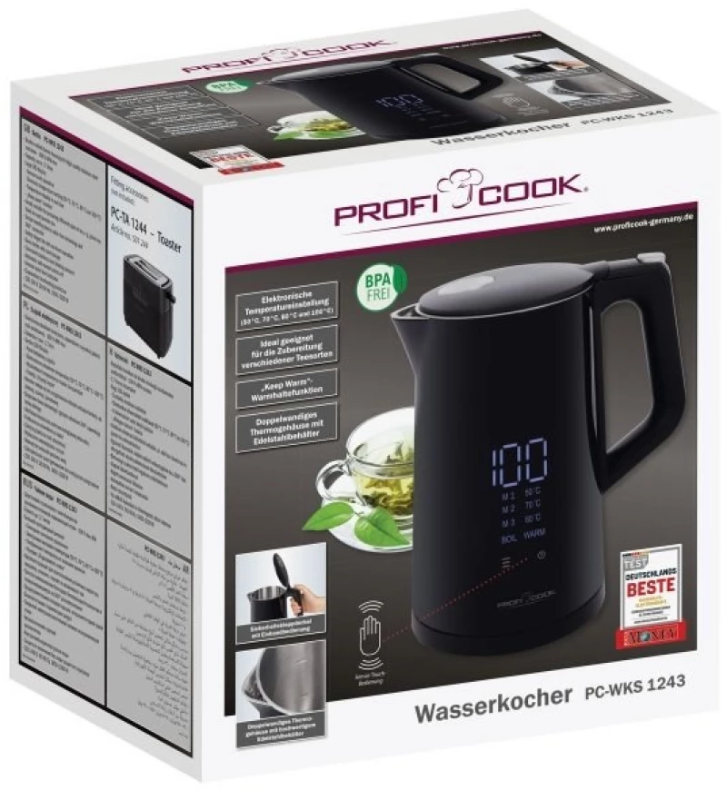 ProfiCook PC-WKS 1243 electric kettle 1.7 L 2200 W Black