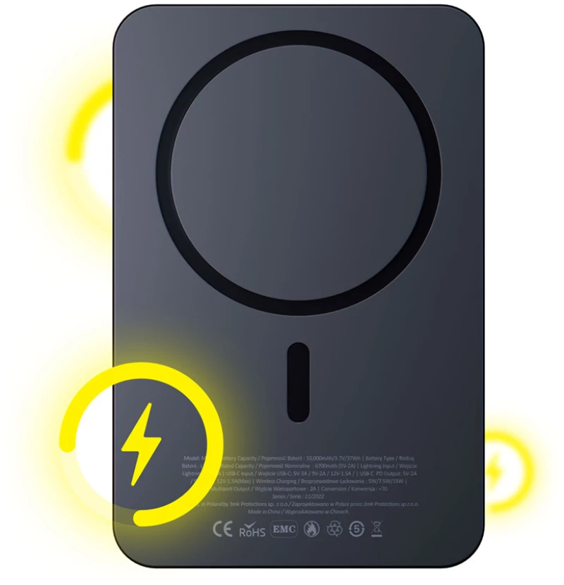 Powerbank 3mk MagSynergy 10000 mAh induction with MagSafe - black