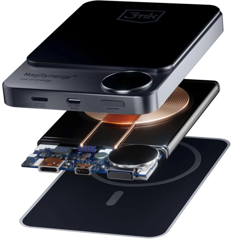 Powerbank 3mk MagSynergy 10000 mAh induction with MagSafe - black