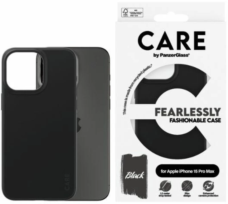 CARE by PanzerGlass Fearlessly Fashionable Case for iPhone 15 Pro Max - Black