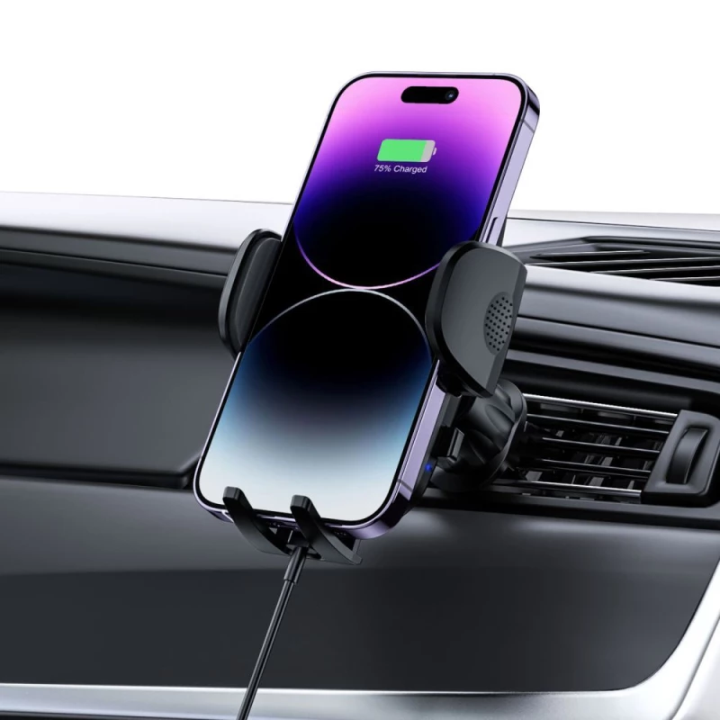 Tech-Protect CM15W-V1 Car Phone Holder with 15W Inductive Charger for Cockpit/Air Vent - Black