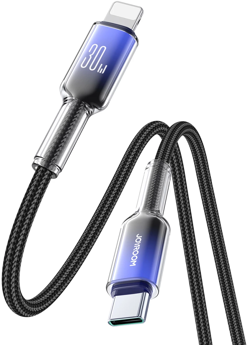 Joyroom S-A42 Crystal-Clear Series 30W USB-C - Lightning cable 1.2m - black