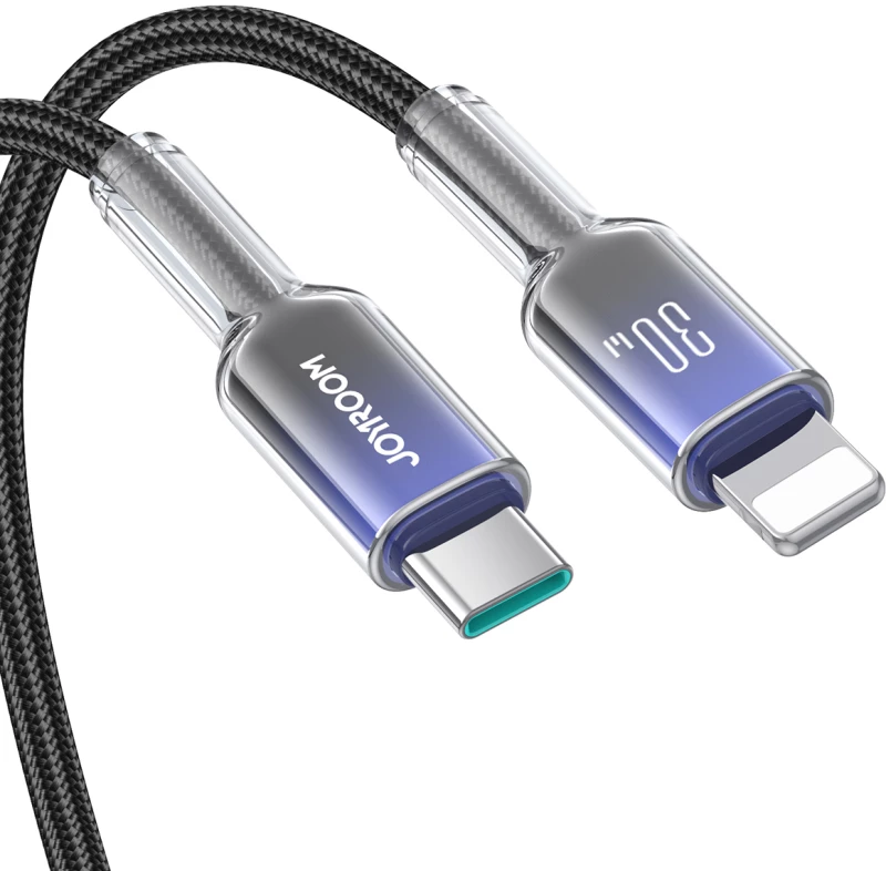 Joyroom S-A42 Crystal-Clear Series 30W USB-C - Lightning cable 1.2m - black