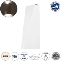 GloboStar® TRIANDE 60554 Φωτιστικό Τοίχου - Απλίκα Αρχιτεκτονικού Φωτισμού Εσωτερικού/Εξωτερικού Χώρου Up & Down LED 10W 1200lm 5° & 60° AC 220-240V IP65 Μ8.5 x Π8.5 x Υ20cm - Φυσικό Λευκό 4500K - Λευκό Αλουμίνιο - Bridgelux Chip -