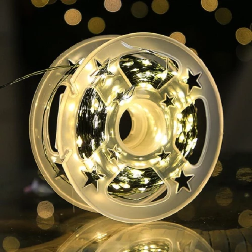 Αδιάβροχα Χριστουγεννιάτικα 1000 LED λαμπάκια με σύρμα IP44 100μ με τηλεχειριστήριο, χρονοδιακόπτη, 8 προγράμματα σε καρούλι BX-048 Λευκό χρώμα