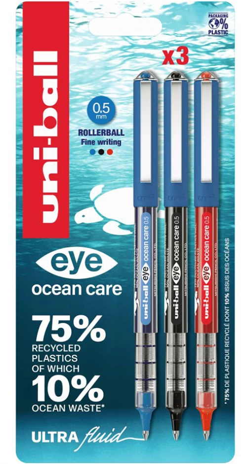 UNIBALL ΣΤΥΛΟ ΥΓΡΗΣ ΜΕΛΑΝΗΣ EYE MICRO 0.5mm ΜΠΛΕ-ΜΑΥΡΟ-ΚΟΚΚΙΝΟ (#UB150ROPX3-PF-ASS)