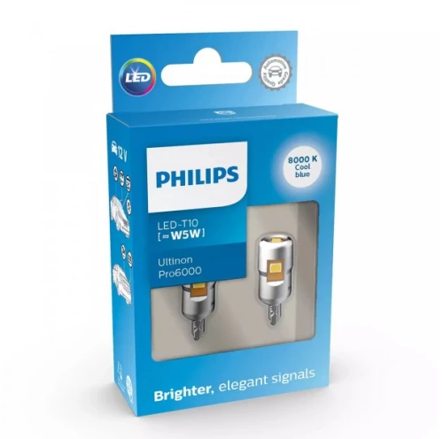 PHILIPS Pro6000 4000K LED T10 W5W Λάμπες Ζεστό Λευκό 2τμχ 11961WU60X2