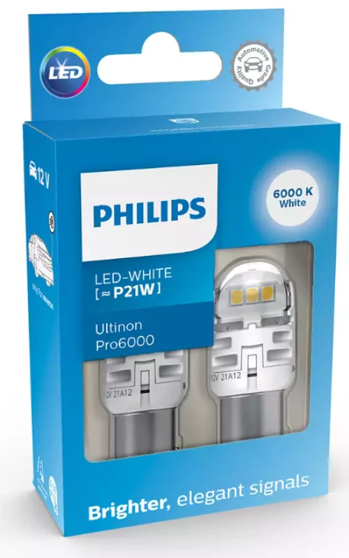 Philips Λάμπες Αυτοκινήτου Ultinon Pro6000 P21W LED 6000K Ψυχρό Λευκό 12V 2τμχ 11498CU60X2 11498CU60X2
