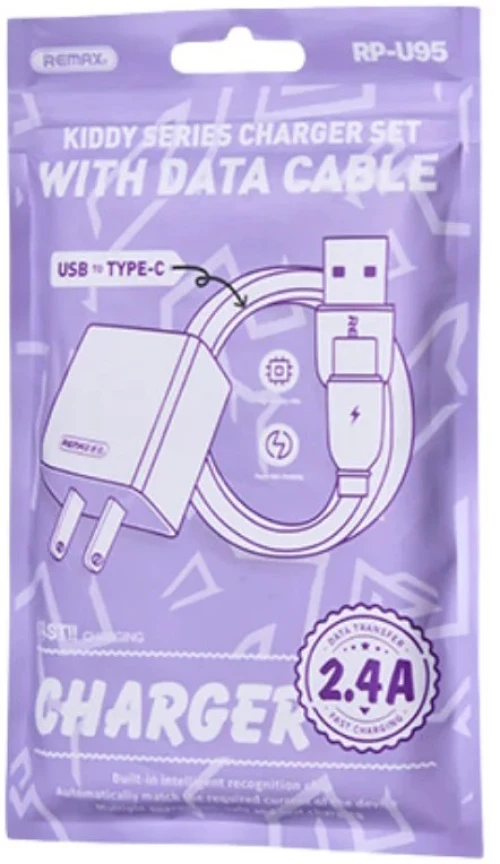 Remax RP-U95 Kiddy Charger 2.4A & Καλώδιο Type-C Λευκό