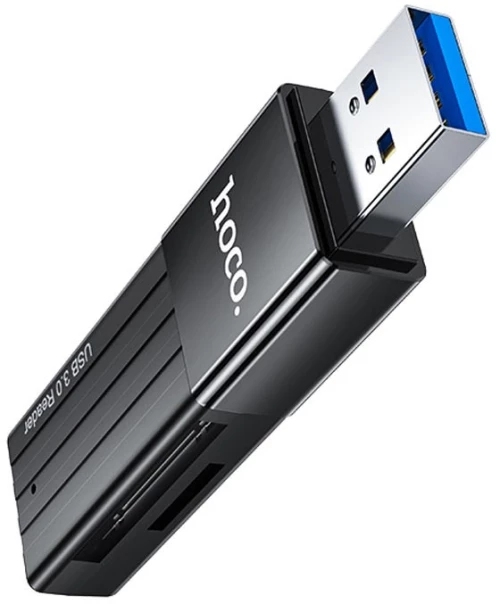 Αναγνώστης Κάρτας Μνήμης Hoco HB20 Mindful 2 σε 1 USB 3.0 έως 5Gbps και 2TB για Micro SD και SD Μαύρος