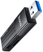 Αναγνώστης Κάρτας Μνήμης Hoco HB20 Mindful 2 σε 1 USB 3.0 έως 5Gbps και 2TB για Micro SD και SD Μαύρος