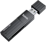 Αναγνώστης Κάρτας Μνήμης Hoco HB20 Mindful 2 σε 1 USB 3.0 έως 5Gbps και 2TB για Micro SD και SD Μαύρος