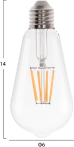 ΛΑΜΠΤΗΡΑΣ HM4188.01 LED FILAMENT 8W E27 DIMMABLE 2700K ΔΙΑΦΑΝΟΣ (1 τεμάχια)