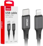 ΚΑΛΩΔΙΑ ΦΟΡΤΙΣΗΣ ΚΑΙ ΜΕΤΑΦΟΡΑΣ ΔΕΔΟΜΕΝΩΝ USB TYPE C ΣΕ APPLE LIGHTING 100CM 20W ΜΑΥΡΟ ΑΜΙΟ - 1 ΤΕΜ.