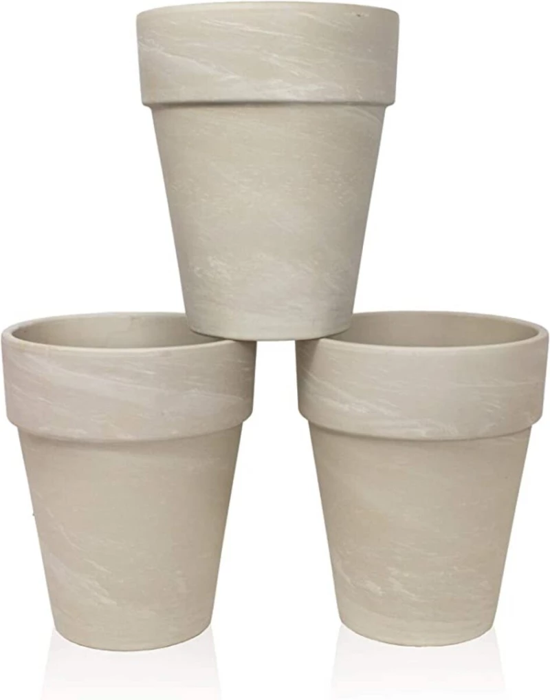 Κλασική Πήλινη Γλάστρα Πολύ Απαλό γκρι 14 cm x 17 cm