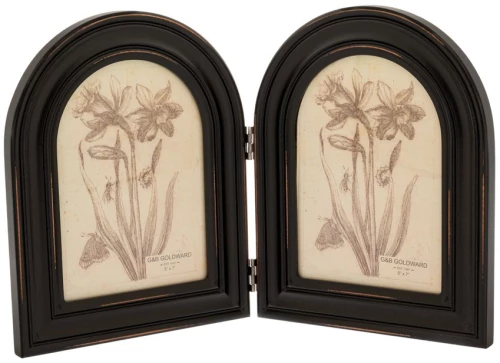 Ξύλινη διπλή κορνίζα σε μαύρη απόχρωση με πλαίσιο από MDF 13x18 εκ