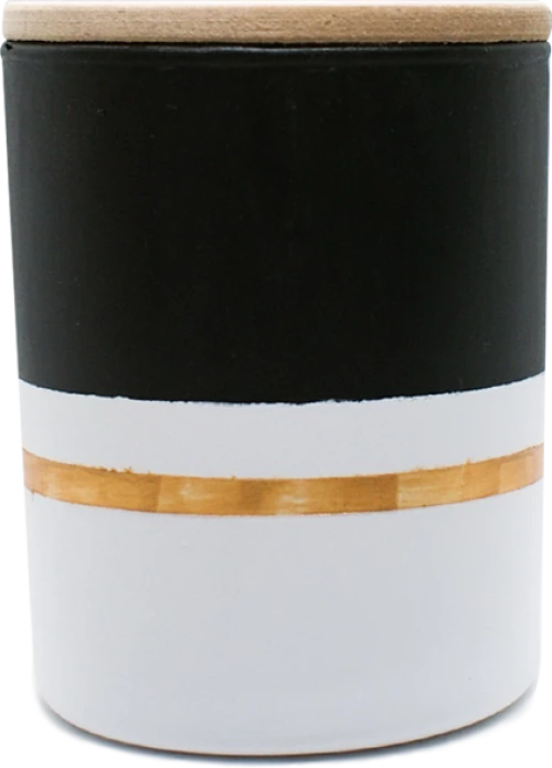 Black Coconut αρωματικό κερί με νότες από καρύδα, βιολέτα και βανίλια σε χειροποίητο γυάλινο ζωγραφισμένο δοχείο 7.5x8 εκ