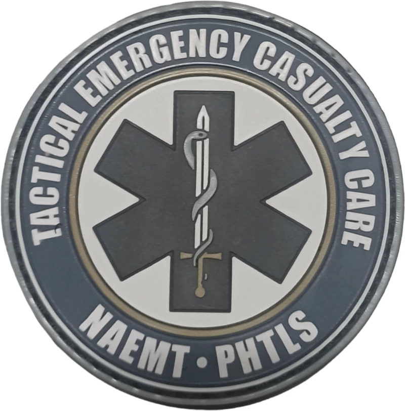 Pvc str2 Σήμα TECC (Tactical Emergency Casualty Care)- Phtls/NAEMT (Blue/White)