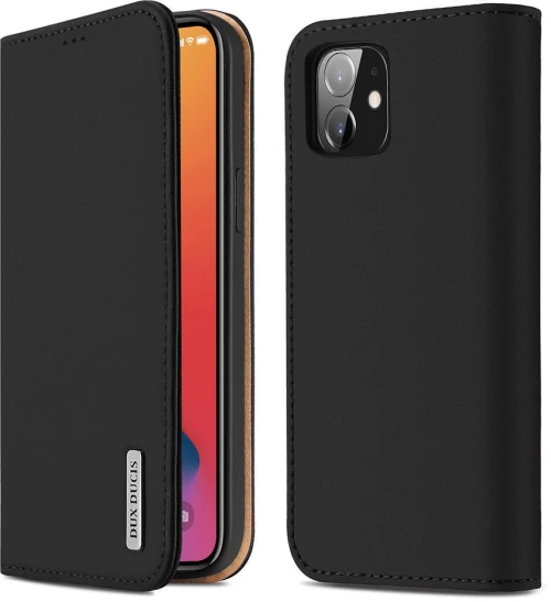 DUX DUCIS Wish Genuine Leather Bookcase type case Θήκη για iPhone 12 /12 Pro black
