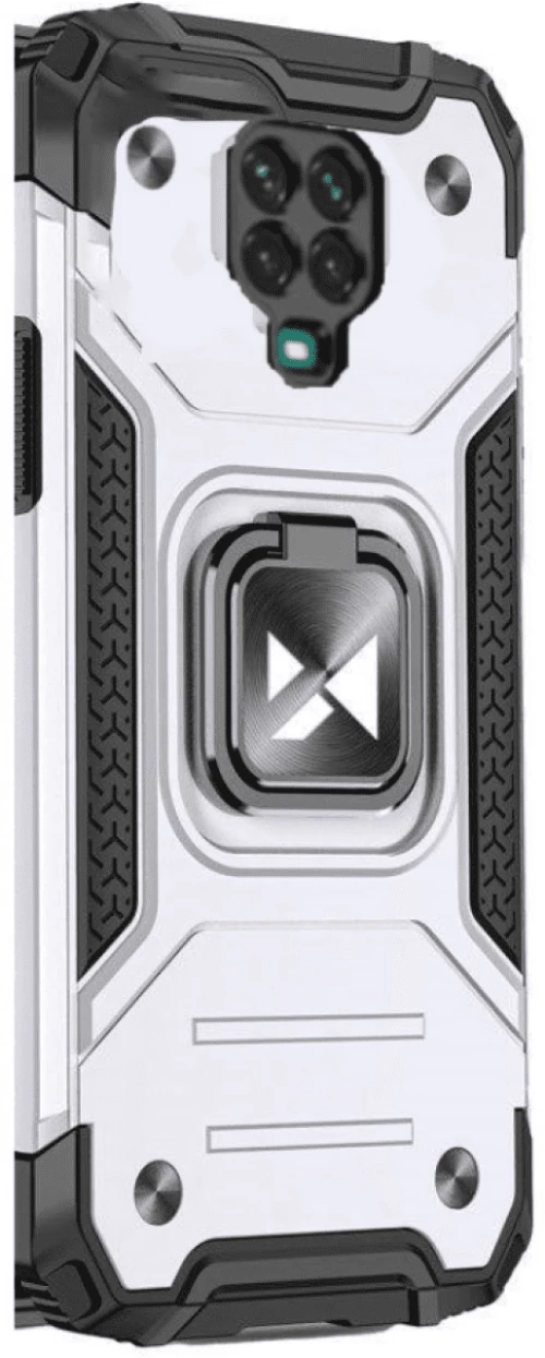 Ring Armor Case Kickstand Tough Rugged Cover Θήκη για Xiaomi Redmi Note 9 Pro / Redmi Note 9S silver