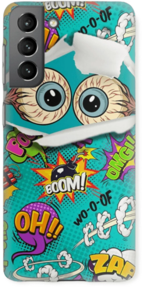 Comic Eyes Silicone case Θήκη για Samsung Galaxy S21+ Plus green