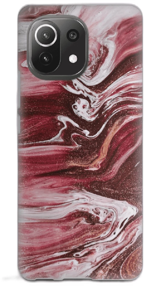 Marble Silicone case Θήκη για Xiaomi Mi 11 Lite / 11 Lite NE red