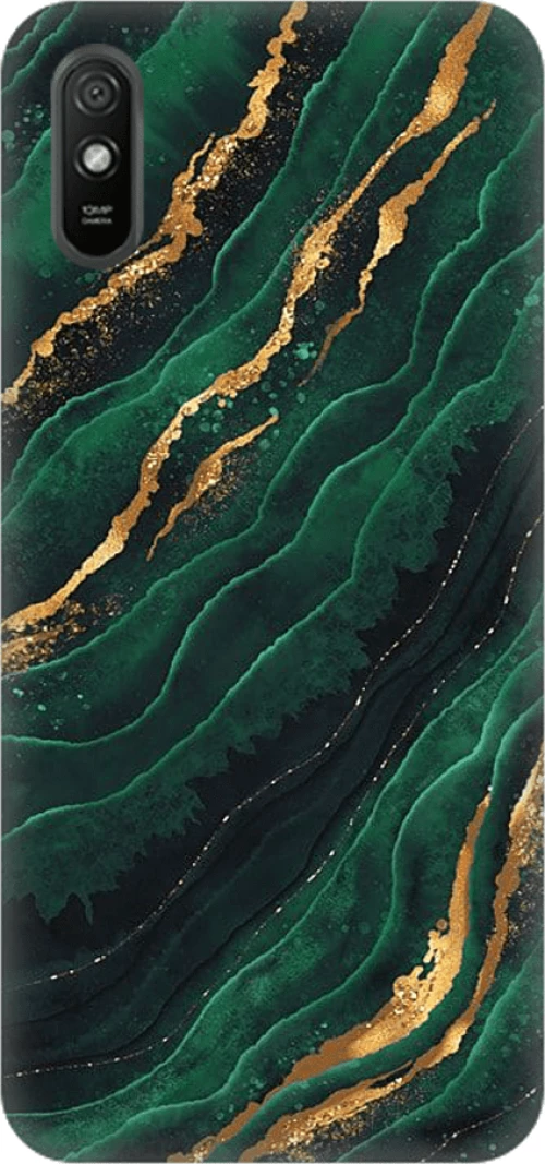 Marble Silicone case for Xiaomi Redmi 9A green