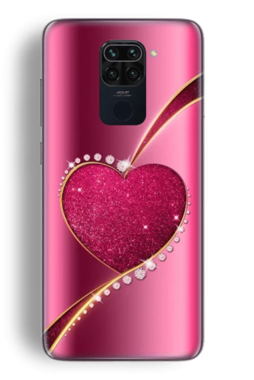 Shining Heart Silicone case Θήκη για Xiaomi Redmi Note 9 pink