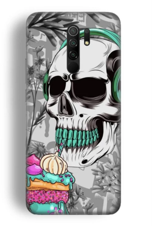 Skull Silicone case for Xiaomi Redmi 9 white