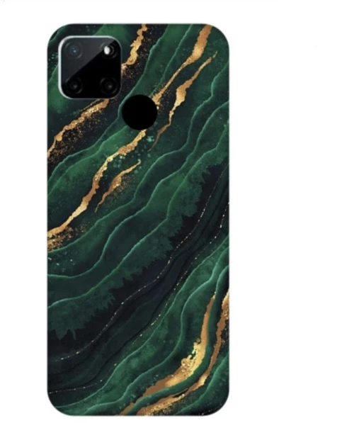 Glossy Marble Custom Silicone case Θήκη για Realme C21 green