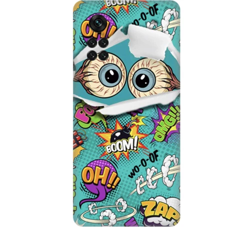 Glossy Comic Eyes Custom Silicone case Θήκη για Xiaomi Poco X4 Pro 5G green