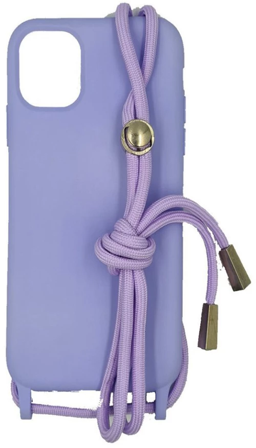 Cord Silicone back cover Case με κορδόνι για Samsung Galaxy A22 5G purple*